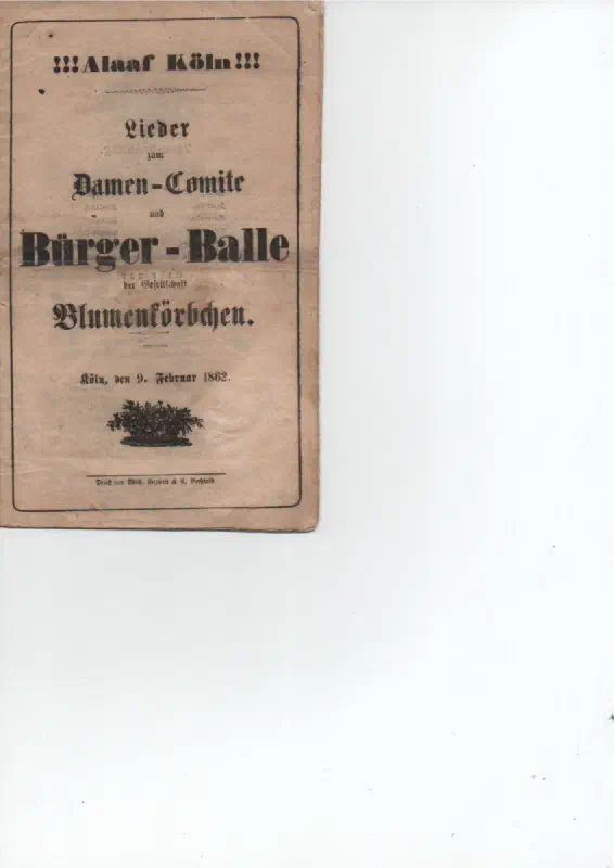 Lieder zum Damen-Comite und Bürger-Balle der Gesellschaft Blumenkörbchen, Bild 1